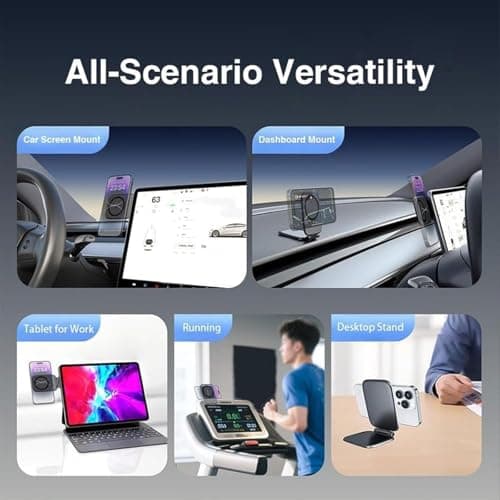 Ultra-Thin 270° Foldable Magnetic Car Phone Mount,Ultra-Slim Shockproof Magnetic Phone Holder,Dual Magnet Gym Phone Mount,Ultrathin Adjustable Cell Phone Holder for Car Dashboard, Gym & Office — view 6