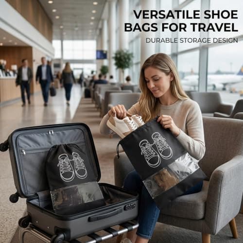 10-Piece Shoe Bags, Large and Medium Shoe Covers, Shoe Bags for Travel,Shoe Bags,Light Grey Travel Shoe Bag Set for Packing and Indoor Dust-Proof Storage — view 5