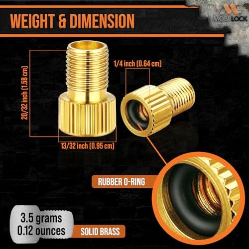 Presta Valve Adapter 5 Pack + 10 Caps - Presta to Schrader Bike Converter — view 5