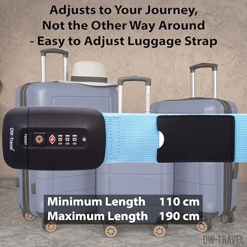 OW-Travel Lockable Luggage Straps for Suitcases with TSA Lock, Blue — view 5
