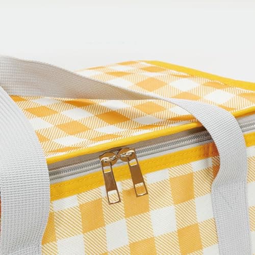 Zerodis Insulated Cooler Bag, Lunch Delivery Bag Reusable Portable Travel Backpack for Grocery Shopping Road Trips (Yellow and White) — view 4