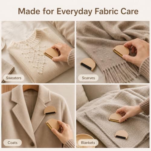 2 Pack Beech Wood Cashmere Comb Set, Manual Lint Remover for Wool Knitwear — view 5