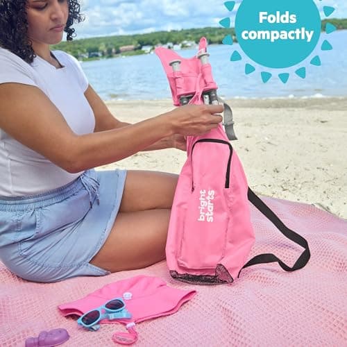 Bright Starts Pop 'N Sit Portable Booster, Indoor/Outdoor Use, Floor Seat with Feeding Tray, Pink, 6 Mos - 3 Yrs — view 5