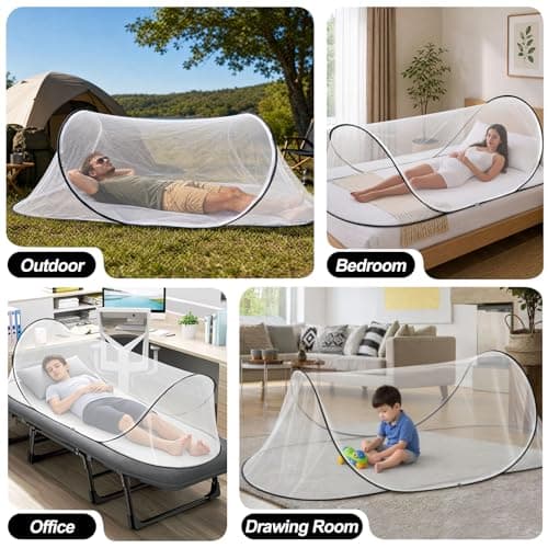 YADODO Mosquito Net for Bed Travel Portable Pop Up Mosquito Nets Tent 200x 90x 60cm Breathable Lightweight Single Bed Mosquito Netting Mesh Tent with Zip for Camping Patio Indoor Outdoor — view 6