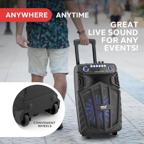 Pyle Portable Bluetooth PA Speaker with LED Lights, 10 inch — view 6