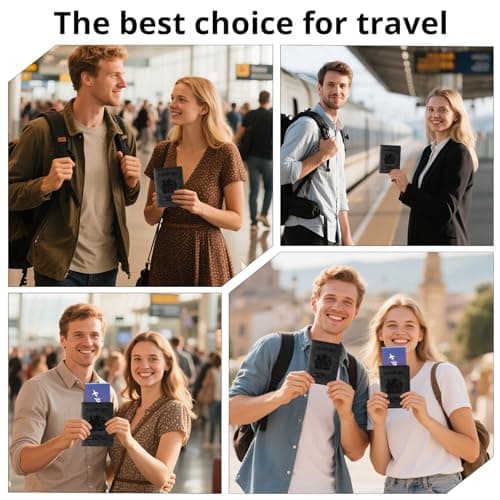 Cinocratic Passport Holder for Travel Accessories,RFID Blocking PU Leather Passport Cover Wallet Card Case for Men and Women (Black) — view 5