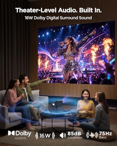 TCL A1s Smart Projector 4K Support, 16W Dolby Audio, Native 1080P, Google TV & Netflix Officially Licensed, WiFi and Bluetooth, Auto Focus Keystone, Movie Projector for Home Theater with Portable Case — view 4