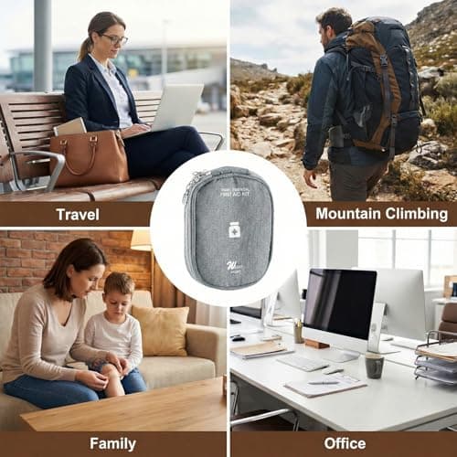 Gaomumu Mini Medicine Storage Bag, Portable Waterproof Oxford Pouch, Small First Aid Kit, Travel Medication Organizer, Suitable for Home, Office, Car, Camping, Hiking, Outdoor Use (Grey) — view 4