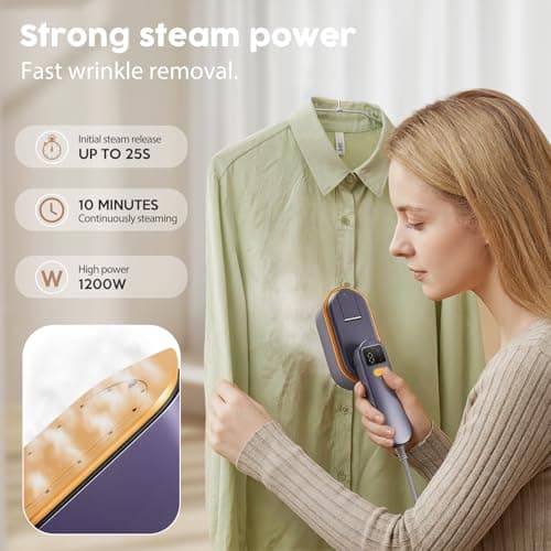 Portable Travel Steamer for Clothes, 1200W Powerful 2 In 1 Steamer & Iron,10s Fast Heat,4 Modes with LED Display, 150ml Water Tank Powerful Wrinkle Remover for Home,Office, Travel — view 3