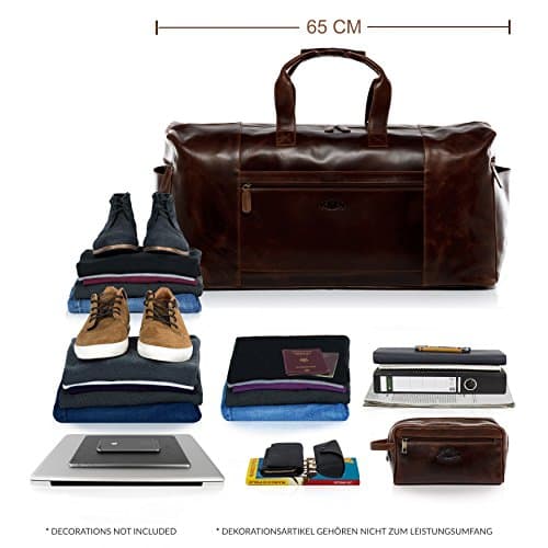 SID & VAIN Travel Bag Holdall Bristol XXL Duffel Bag Real Leather 65 cm Weekender Duffle Leather Bag Women and Men — view 6