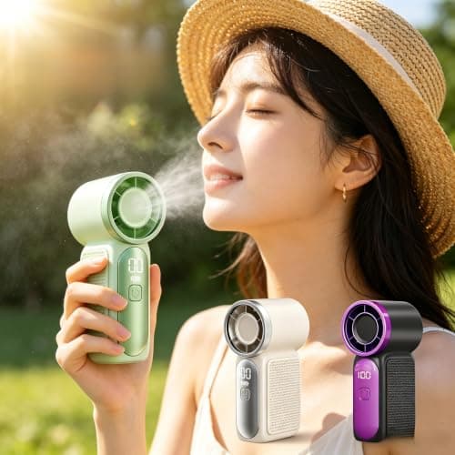 dididudi 3Pack Portable Turbo Handheld Fan, Mini USB Rechargeable Personal Pocket Fan, 5 Adjustable Speeds Small Travel Cooling Fan with LED Digital Display, Hand Held Fan for Outdoor Office Travel — view 6