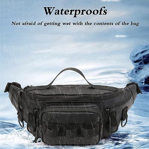 Fishing Tackle Bag Fanny Pack,Waterproof Fishing Tool Waist Bag with Adjustable Waist Strap for Fishing Hiking Running — view 6