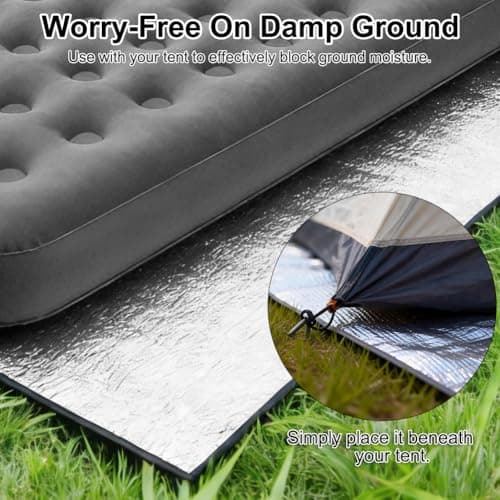 Vicloon Aluminium Foil Camping Mat, 200 x 100cm Aluminium Camping Mat, Foldable Double-sided Tent mat, Portable Waterproof with Carry Bag, Reflective Tent Pad Lightweight for camping Hiking Picnic — view 4