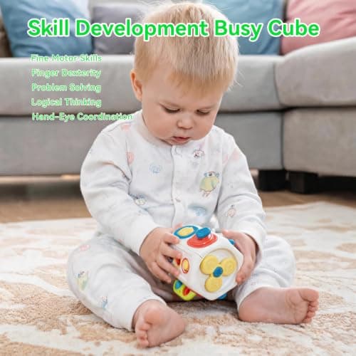 AotBlcer Busy Cube for Toddlers 1 Years Old, Montessori Toys for 1 Year Old for 1 Year Old Boys Girls - Airplane Plane Car Travel Toys for 6 to 18 Months Toddlers Educational Learning Toys — view 3
