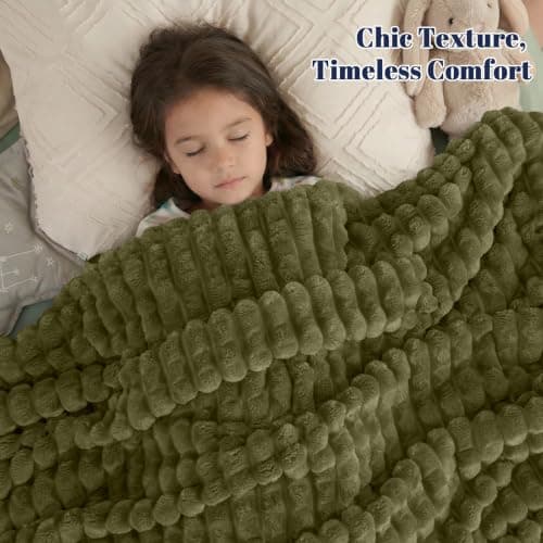 PHF Clipped Fleece Blanket Single Olive Green 130x150cm — view 2