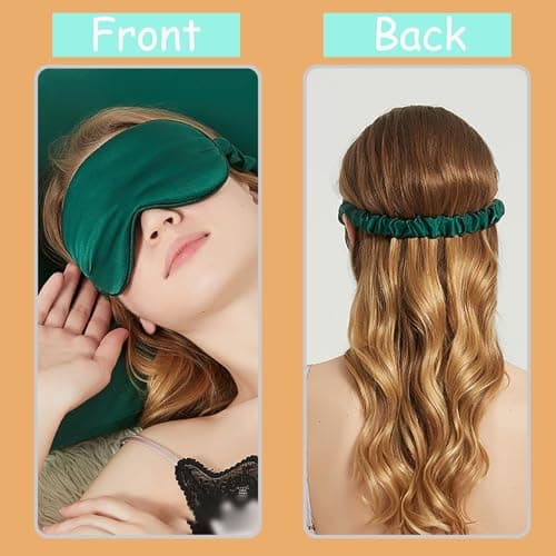 JK Home Plain Satin Sleep Eye Mask Set with Scrunchie Earplugs Storage Bag — view 2