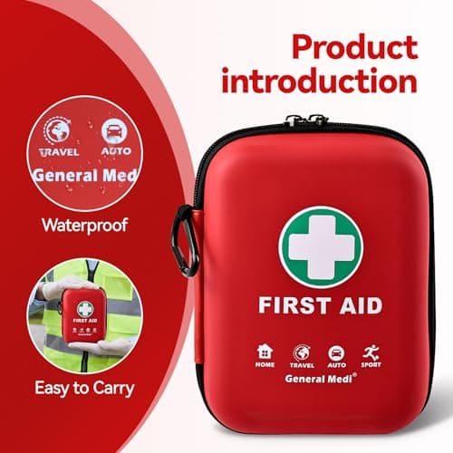 First Aid Kit - 170 Pieces Hard Case and Lightweight - Includes Instant Cold Pack,Emergency Blanket for Travel, Home, Office, Vehicle — view 5