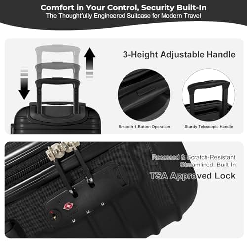 Luggage Depot 2 Piece Suitcase Set, Cabin and Large Checked, TSA Black — view 5
