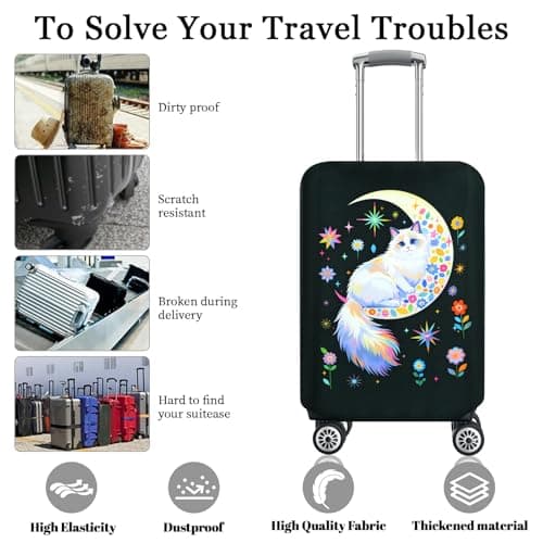 Chostky Luggage Cover for Suicase, Washable & Stretchable Suitcase Cover, Approved Travel Baggage Covers, Personalized Suitcase Protectors Accessories Baggage Covers (Style 6, S(19-21 Inch)) — view 4