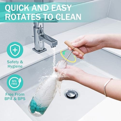 MICHIHOMIE 2 Pcs Long Handle Bottle Brush for Cleaning with Wood Handle — view 3