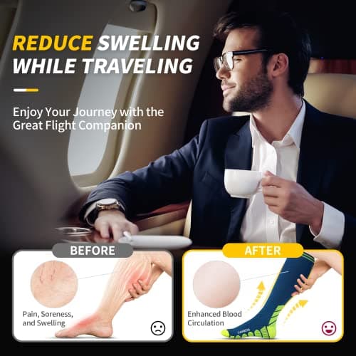 CAMBIVO Compression Socks 3 Pairs for Men & Women, 20-30 mmHg Flight Socks — view 6