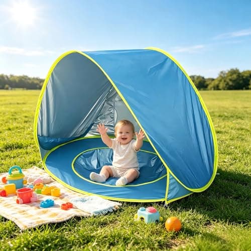 Morofme Pop Up Baby Beach Tent with Pool, Baby Sun Shade Shelter All-Round UPF 50+ UV protection, Portable Beach Tent Pop Up, Outdoor Shade kid Baby Tents for Family Garden Camping Park Lawn Backyard — view 2