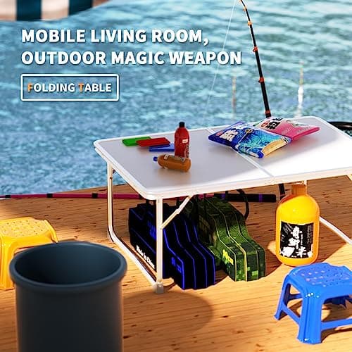 2FT Folding Camping Table with Carry Handle,60CM Lightweight Aluminum Picnic Table Portable Laptop Desk for Sofa,Bed,Office,Outdoor BBQ,Camping,Picnic & Travel — view 6