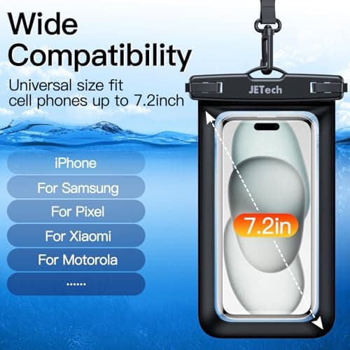 JETech IPX8 Waterproof Phone Pouch, Dry Bag, Black+Black, 2-Pack — view 2