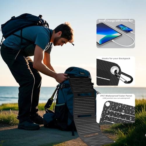 30W Solar Panel Portable Solar Charger QC3.0 18W USB-A/C for Cellphones — view 4