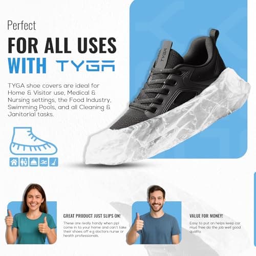TYGA Waterproof Shoe Covers Disposable, CPE, White, Pack Of 30 — view 4