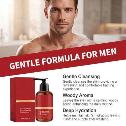 Body Wash, Santal Body Wash for Men, Smooth Skin, Attraction Confidence, Daily Hygiene Travel Him Home Male 100ml (1pcs) — view 6