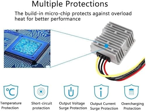 DC 12V/24V to 5V 20A 100W Step Down Voltage Converter, Waterproof Buck Power Regulator for Golf Cart, Club Car, LED - DC 12V/24V to 5V 20A Converters — view 3