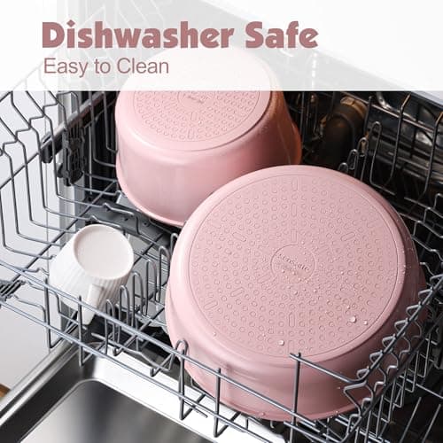 SENSARTE 17 Piece Ceramic Detachable Handle Pots and Pans Set Pink — view 6