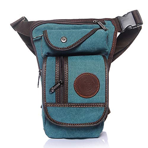Xieben Canvas Drop Leg Bag for Men Women Waist Belt Tactical Military Pouch Motorcycle Riding Cycling Travel Tactical Outdoors Sports Bum Fanny Pack Green