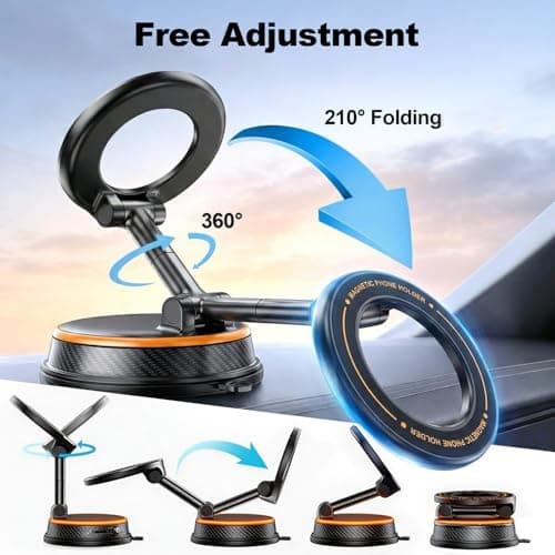 Uprosdik Orange Magnetic Phone Holder for Car, 360° Adjustable — view 4