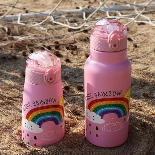 OLDLEY 350ml/12oz Kids Stainless Steel Water Bottle with Straw for School with 2 Different Lid Metal Vacuum Insulated Water Bottles Small Flask for Boys Girls Toddler Children Hot Cold Drinks BPA Free — view 6