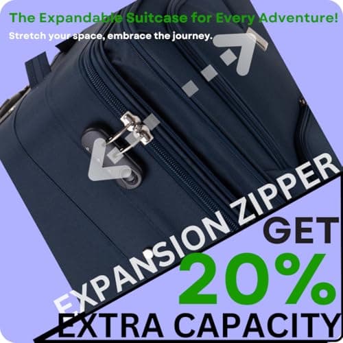 ATX Luggage 26” Medium Suitcase Expandable Durable Lightweight Suitcase with 2 Wheels & Built-in 3 Digit Combination Lock (Navy, 79 Liter) — view 2
