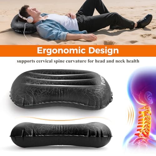 Funesla Ultralight Inflatable Camping Pillow, Compact Anti-Slip Inflatable Pillow for Camping Travel Backpacking Beach Fishing, Small Blow Up Pillow for Adults Kids -Ultra 2.0 Black — view 4