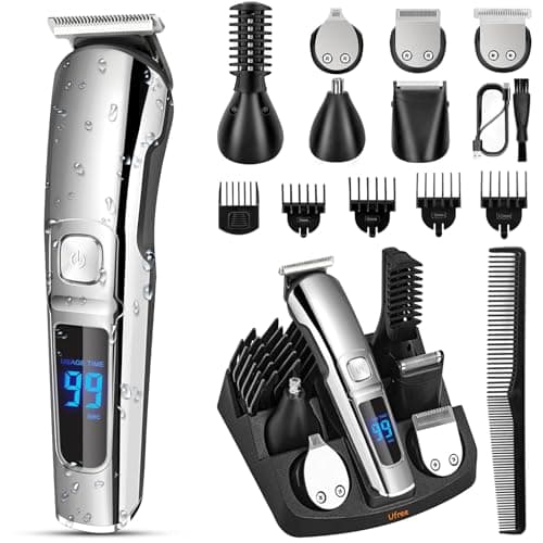 Ufree Beard Trimmer Men, Waterproof Cordless Electric Razor Shaver, Silver
