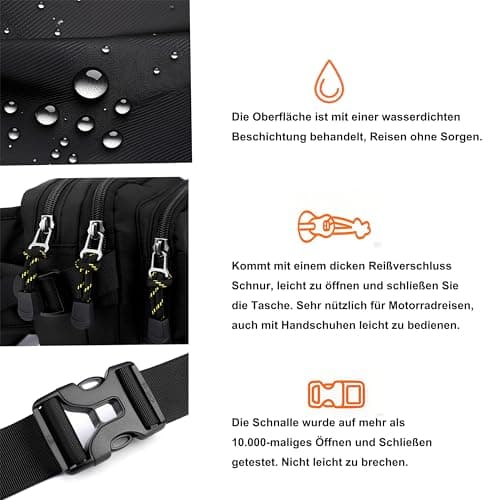 Bum Bag Fanny Pack Waist Packs Crossbody Chest Bag for Men Hip Bag with 6 Zippered Pockets Nylon Fanny Pack for Dog Walking, Outdoor Activities, Running, Travel, Hiking — view 3