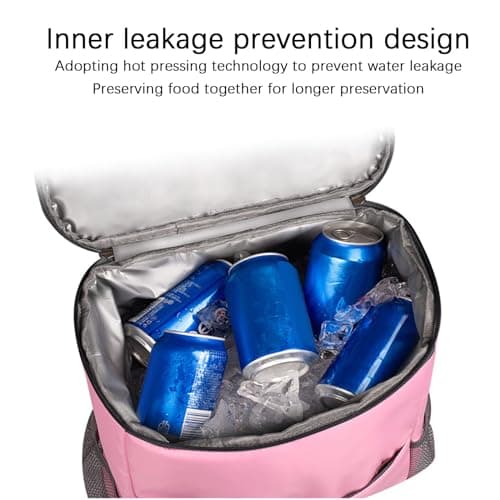 Cooler Backpack Insulated Cooler Bag 24L Backpack Cooler Bag Thermal with Hard Liner, Lightweight Shopping Rucksack Leak-proof Picnic Backpack Perfectly Fit for Beach/Work/Camping/Hiking (Pink) — view 6