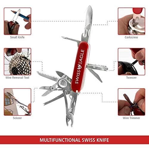 Swiss Eagle Multi-Tool Army Knife - Packs 30 Tools in Your Pocket (Classic Red) — view 2