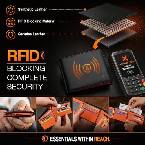 TEEHON RFID Blocking Mens Wallets – Slim Genuine Leather Wallets for Men UK — view 4