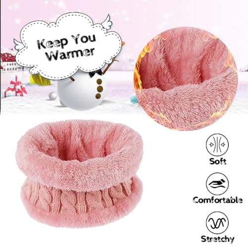 Flintronic 3PCS Kids Beanie Hat Scarf Gloves Set, 3 In 1 Knit Warm Toddler Winter Cap Gloves Neck Warmer, Thick Warm Accessories Sets for Boys Girls of 1-5 Years, Pink — view 4