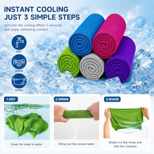 Yrafiostye 5 Pack Cooling Towel Sweat, (40"x12") Quick-Drying Neck Cooling Wraps, Soft & Breathable Chilly Sports Towel Yoga, Sport, Running — view 5