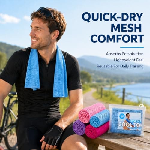 GHKJOK 4 Sports Towels, 30 x 80 cm Microfibre Mesh with Zip Pouch — view 5