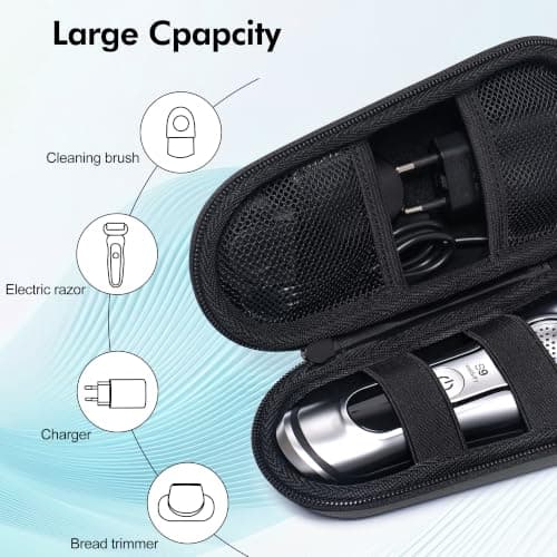 Travel Case for Electric Shaver for Braun Series 3/5/6/7/8/9, Hard EVA Storage Bag with Double Straps, Portable Protective Organizer for Men's Electric Shaver, Charger and Accessories, Grey — view 5