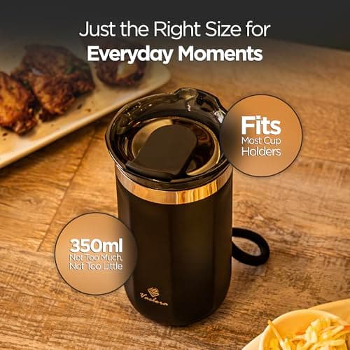 VAELORA Travel Mug — Leakproof Insulated Stainless Steel Coffee Cup 350ml — view 3