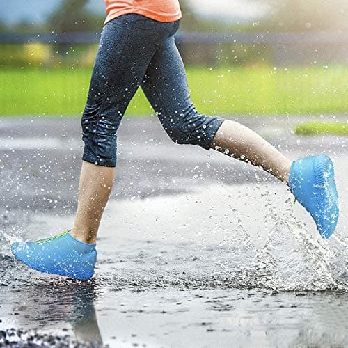 ydfagak Waterproof Shoe Covers, Silicone Reusable Shoe Cover Non-slip Durable Zipper Elastic Rain Cover Protection for Men Women, Blue, M — view 2