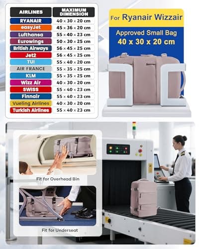 SZLX Vacuum Backpack Travel Bag with Pump, New Ryanair Cabin Size Bag 40x30x20 Backpack Wizz air, Large Travel Backpack Women Men Carry On Casual Daypack Fit 14 Inch Laptop with Shoes Compartment — view 3